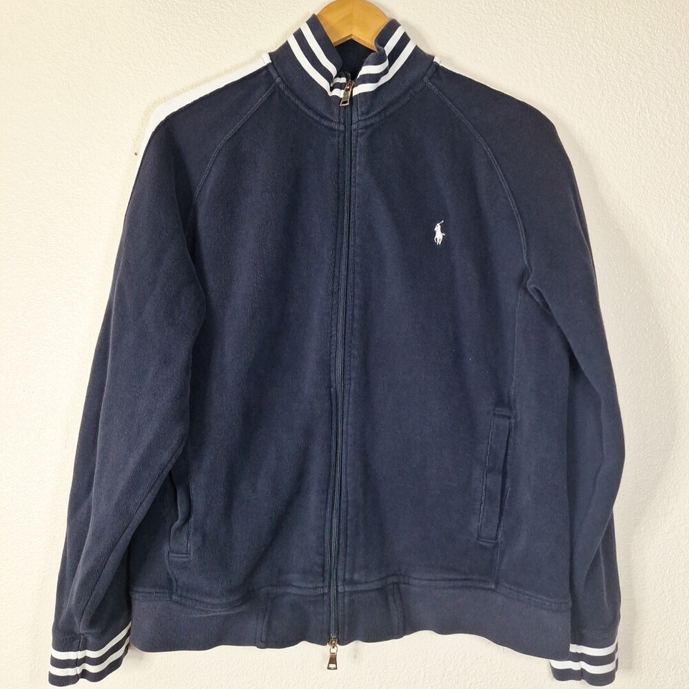 Polo Ralph Lauren Jacket Mens Large Vtg Baseball Stripe Varsity Raglan Full Zip